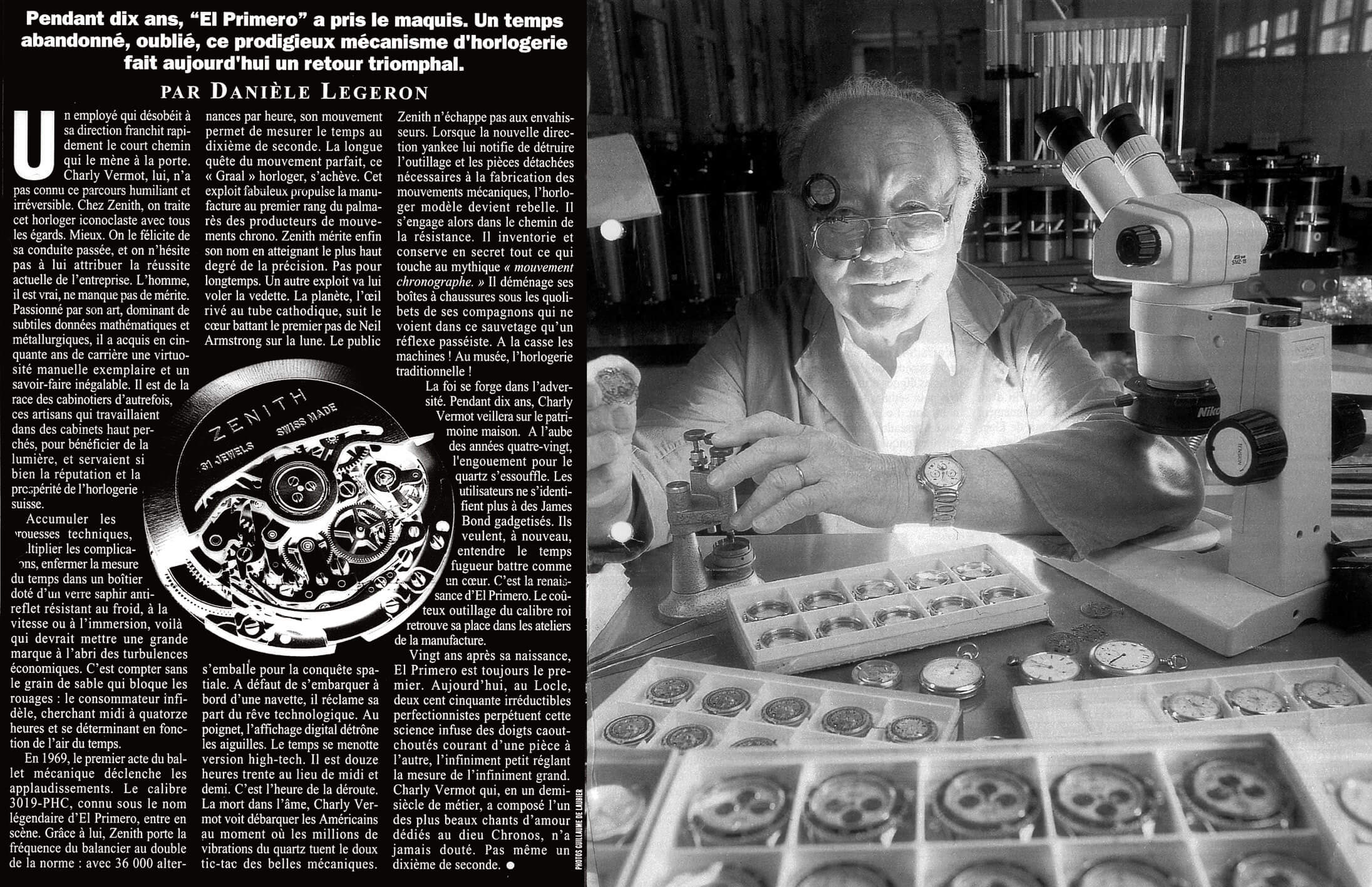Charles Vermot saved the Zenith El Primero chronograph movement