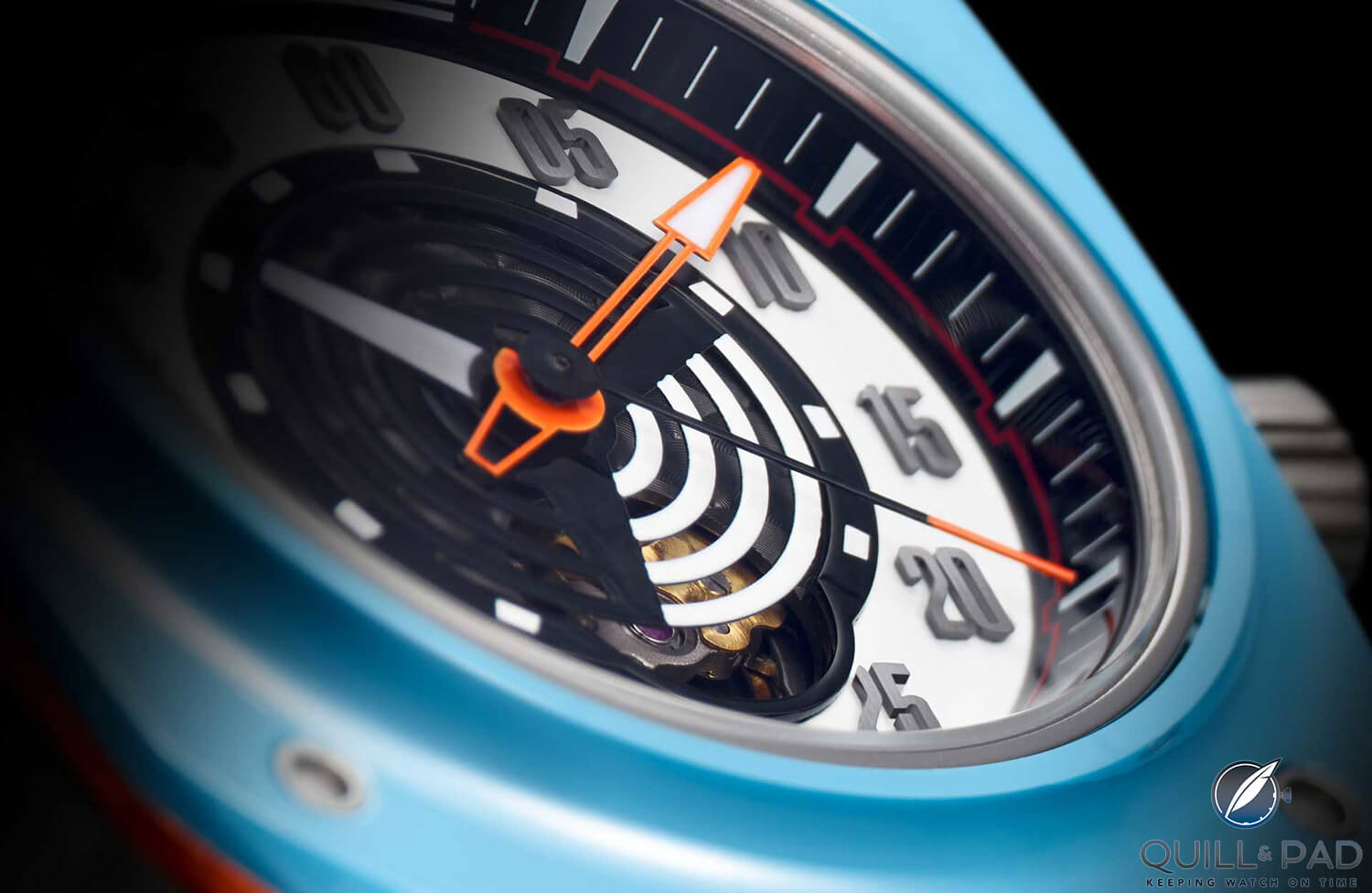 3 dimensional applied numerals add depth to the dial of the Gorilla Watches Fastback GT Mirage