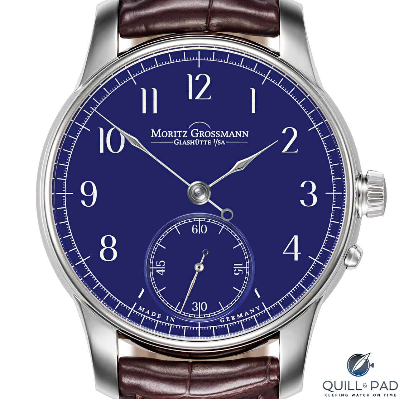 Moritz Grossmann Benu Anniversary in platinum with blue dial