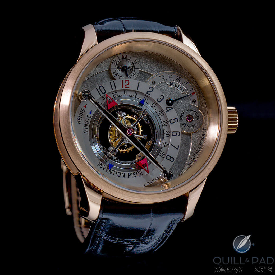 The author’s Greubel Forsey Invention Piece 1 in red gold