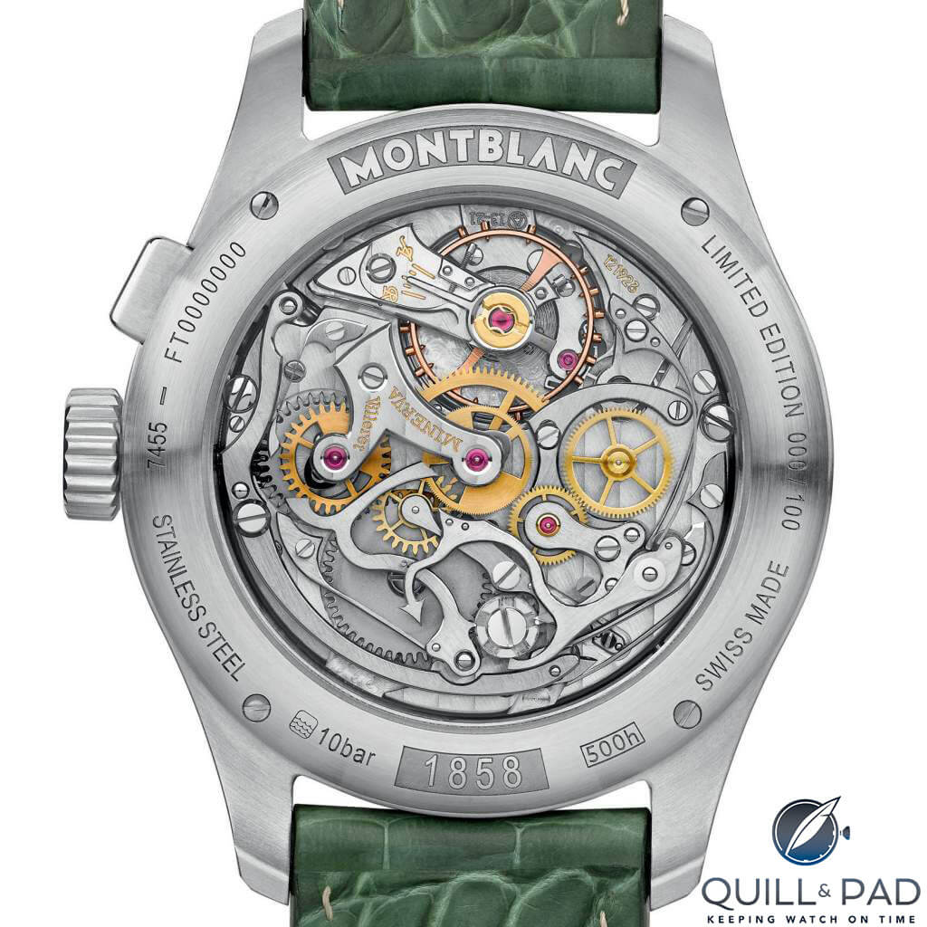 Manufacture Caliber MB M13.21 powering the Montblanc 1858 Monopusher Chronograph Limited Edition 100
