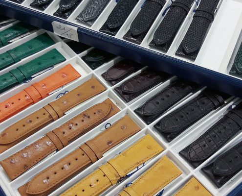 Colorful watch straps at Jean Rousseau, London