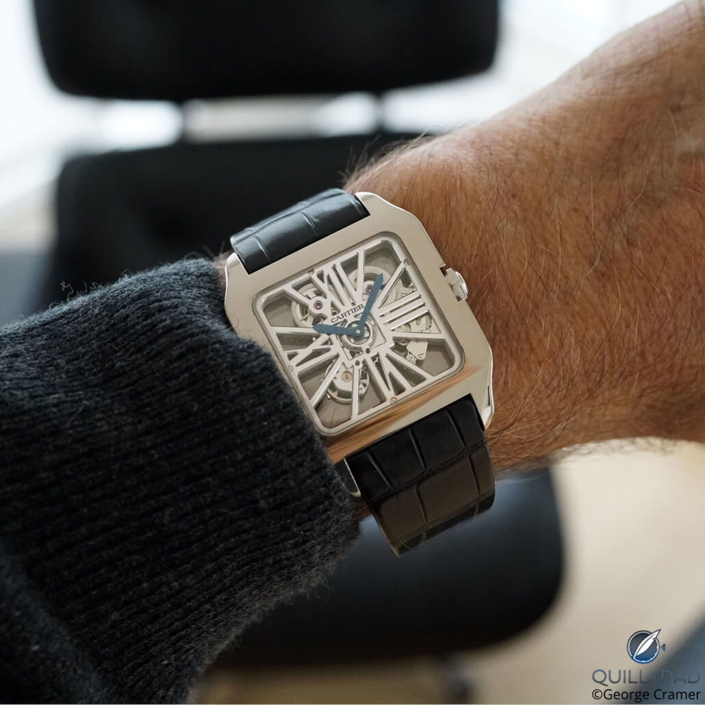 Cartier Santos-Dumont-Squelette on the wrist