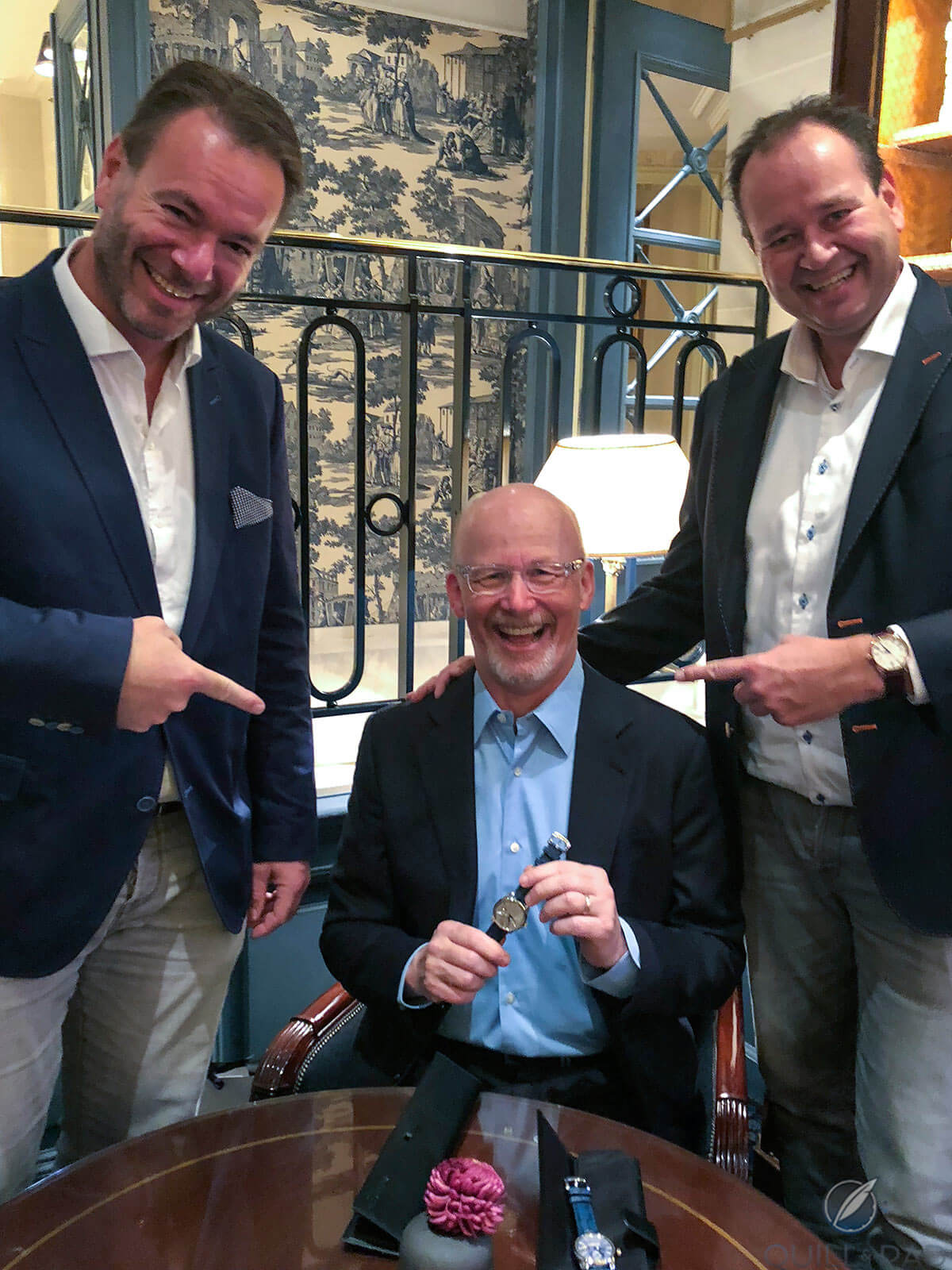 Horological Brothers and friend: picking up a 1941 Remontoire from Bart (left) and Tim Grönefeld