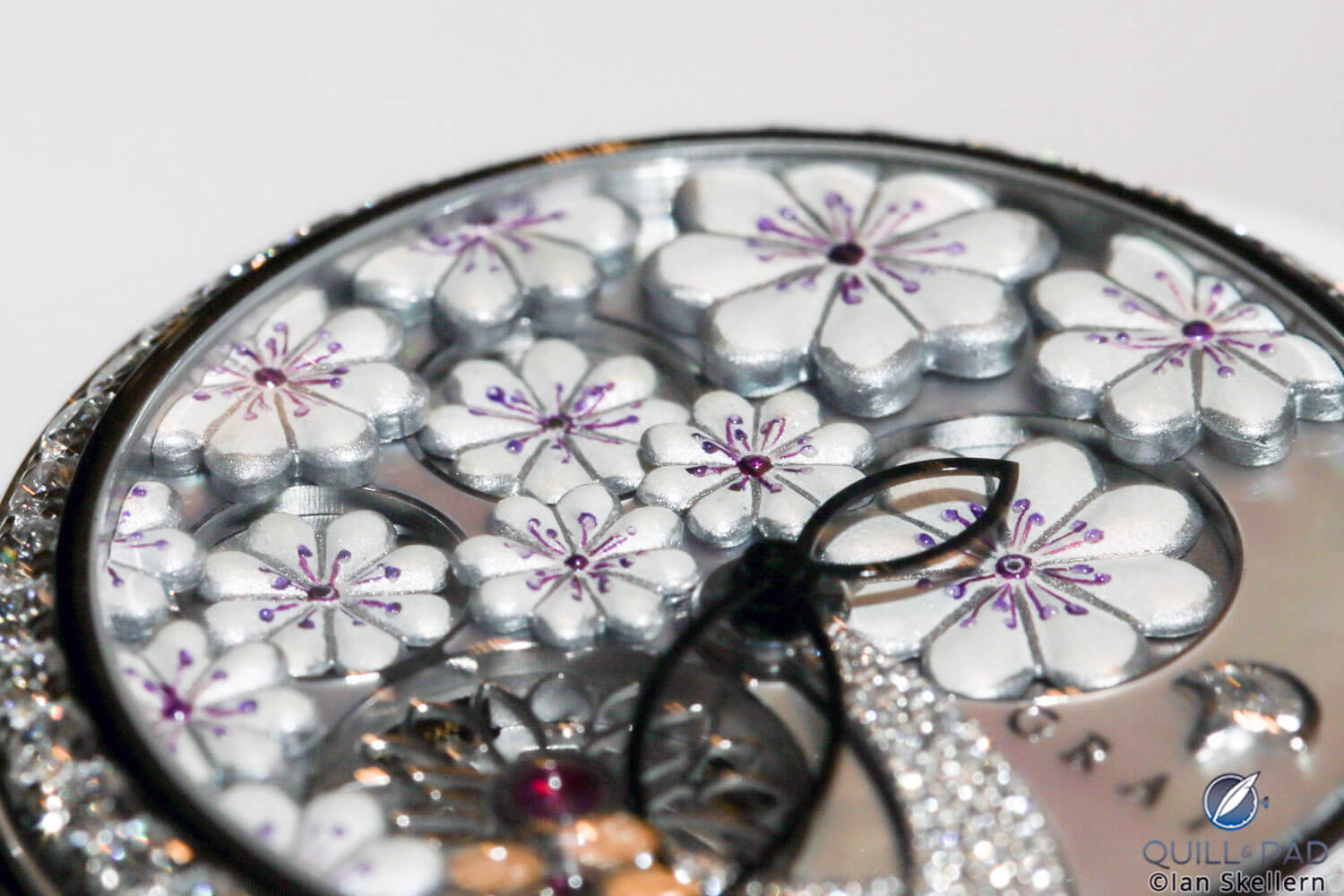 Details of the flowers on the dial of the Graff Mastergraff Floral 
