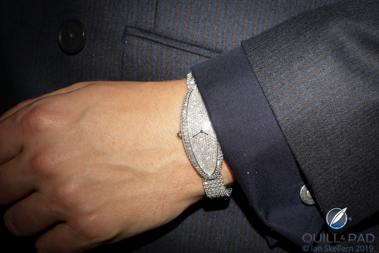 Cartier Tonneau diamond-set looking sharp on the wrist of Martin Green