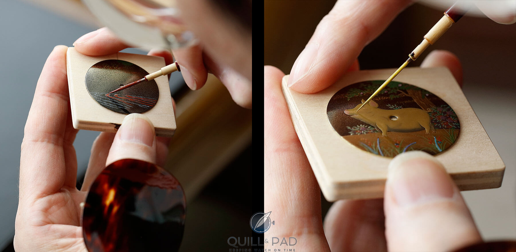 Making of the dial of the Chopard L.U.C. XP Urushi Year of the Pig
