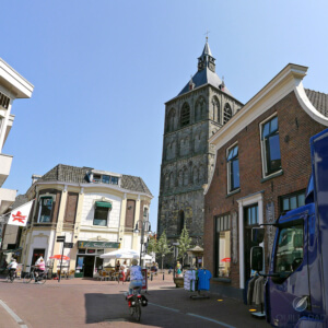 Oldenzaal, with the clock tower of the Basilica of St. Plechelm at center