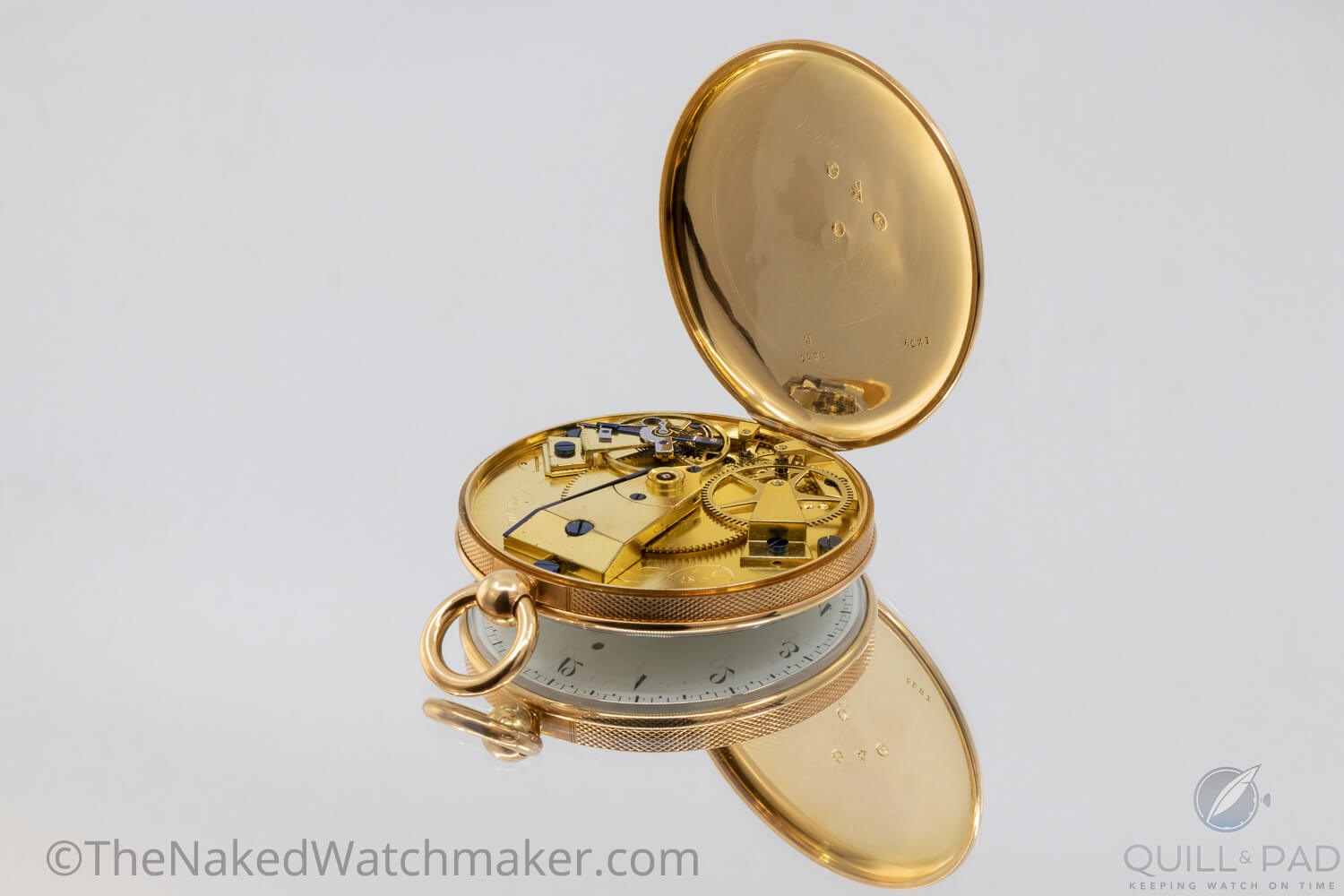 Frosted finishing throughout the movement of the Abraham-Louis Breguet Souscription Pocket Watch