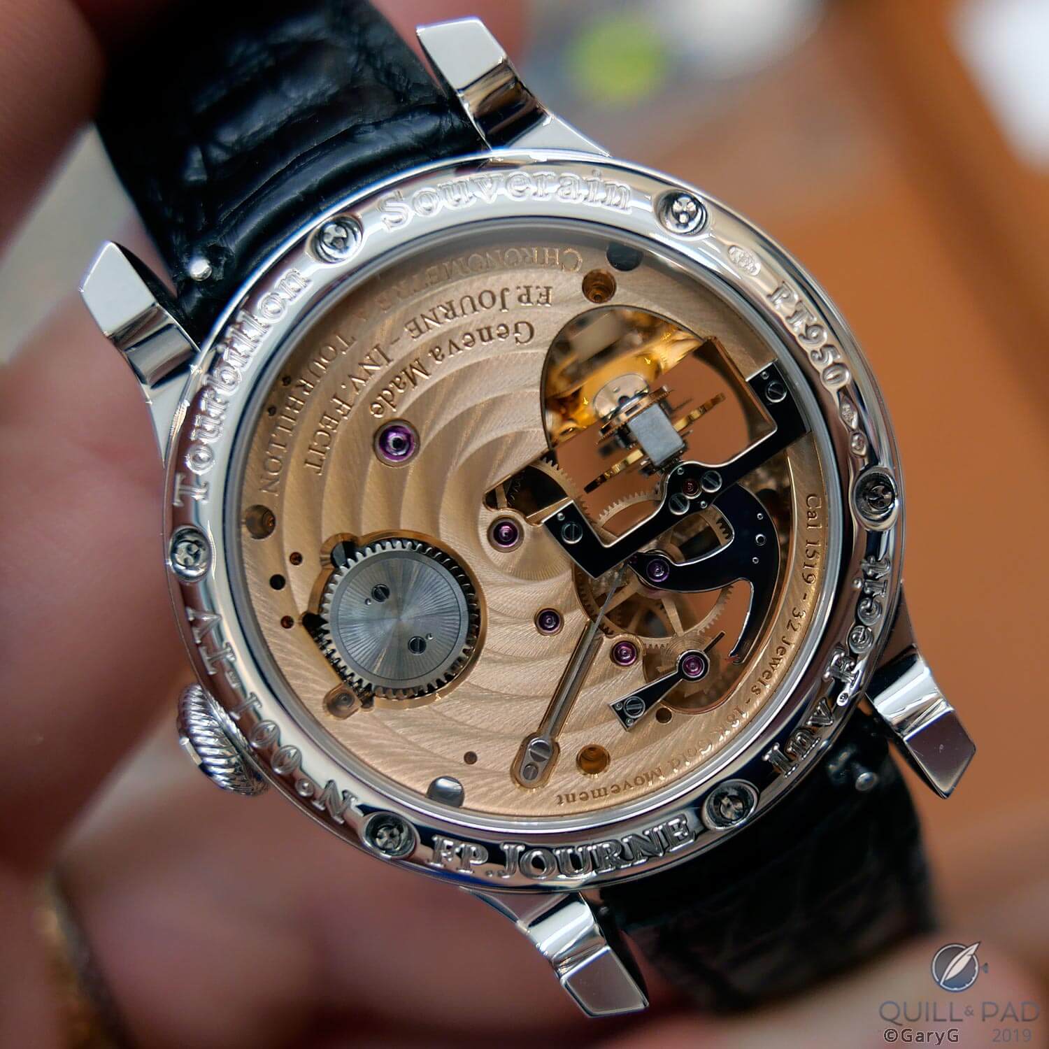 Gold movement F.P. Journe Tourbillon Souverain Vertical 