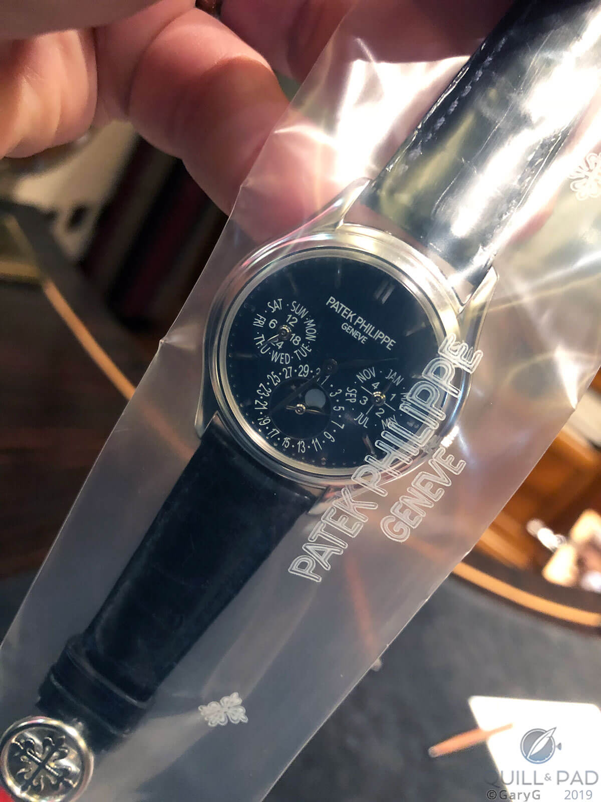 Geneva sealed: Patek Philippe Reference 3940P in its thick plastic bag