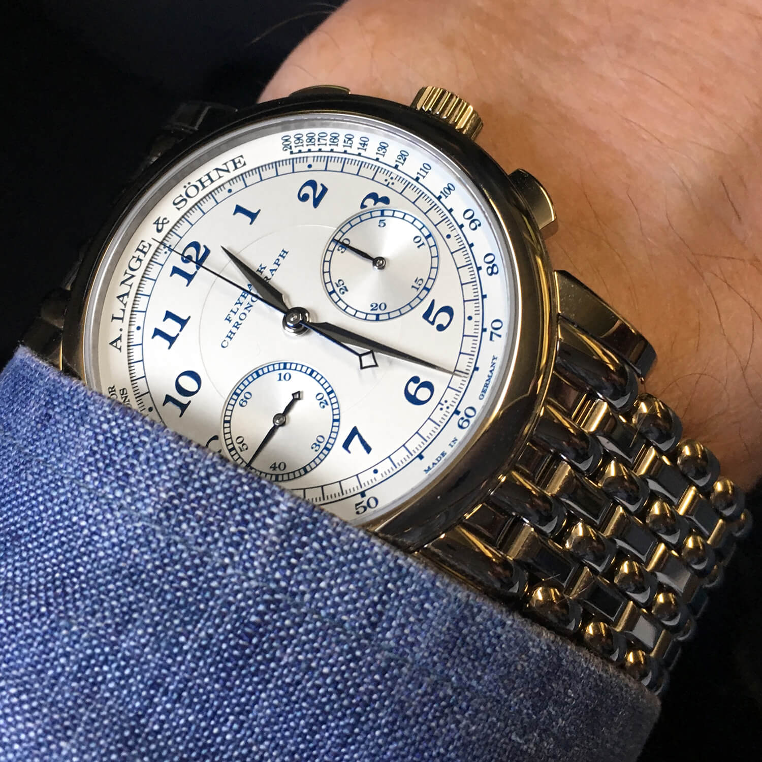 Perfect match: A. Lange & Söhne 1815 Chronograph Boutique Edition on its fitted bracelet
