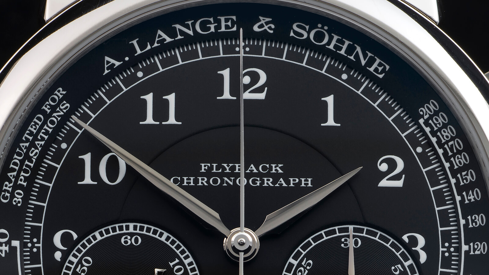 Layers in the darkness: dial detail, A. Lange & Söhne 1815 Chronograph