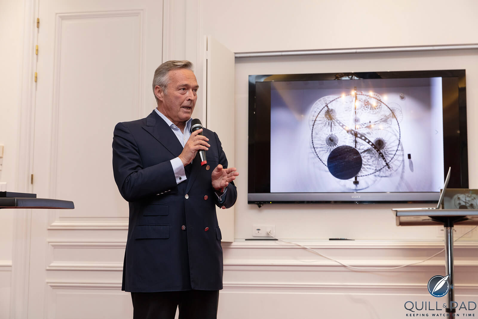 Ferdinand Berthoud Karl Friedrich Scheufele opening the Art in Time watch boutique in Monaco