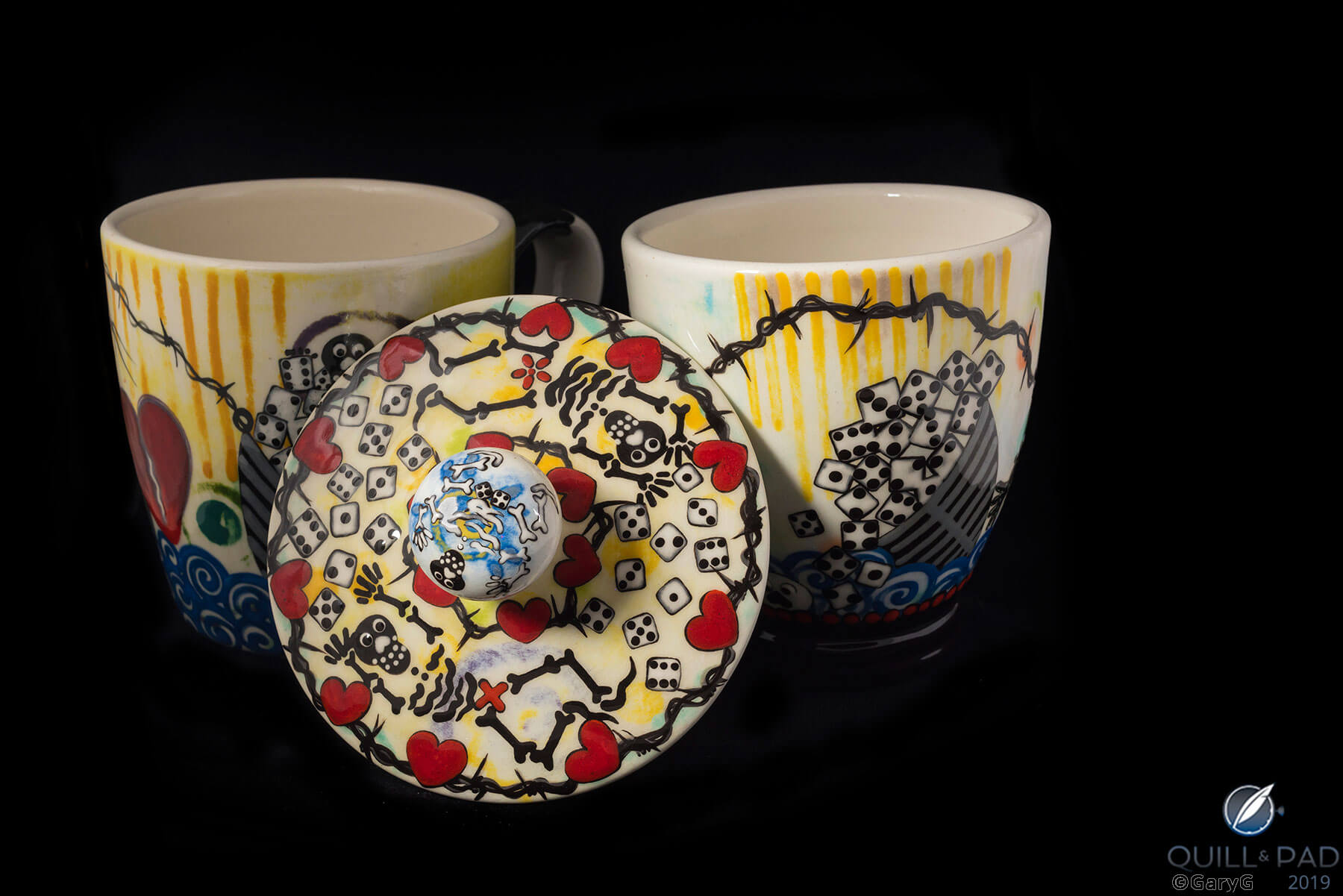 Day of the Dead teacup and sugar bowl by artist Susie Ketchum (design copyrighted)