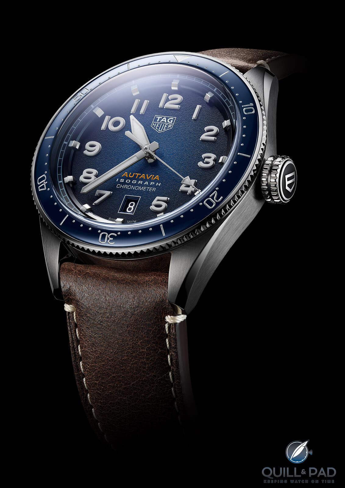 TAG Heuer Autavia Isograph blue on leather strap