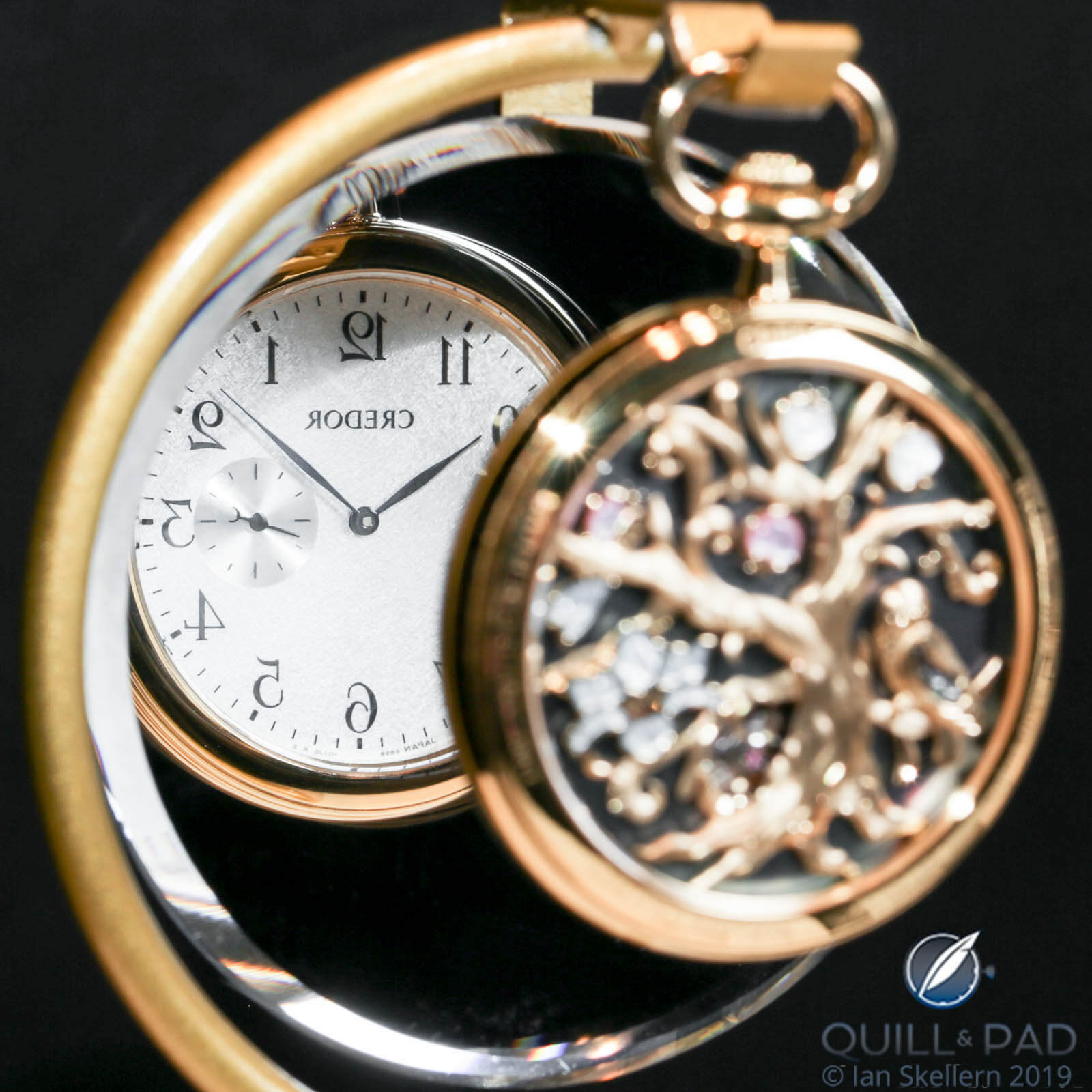 Reflected dial of the Seiko Credor Reference GXBE998 Pocket Watch