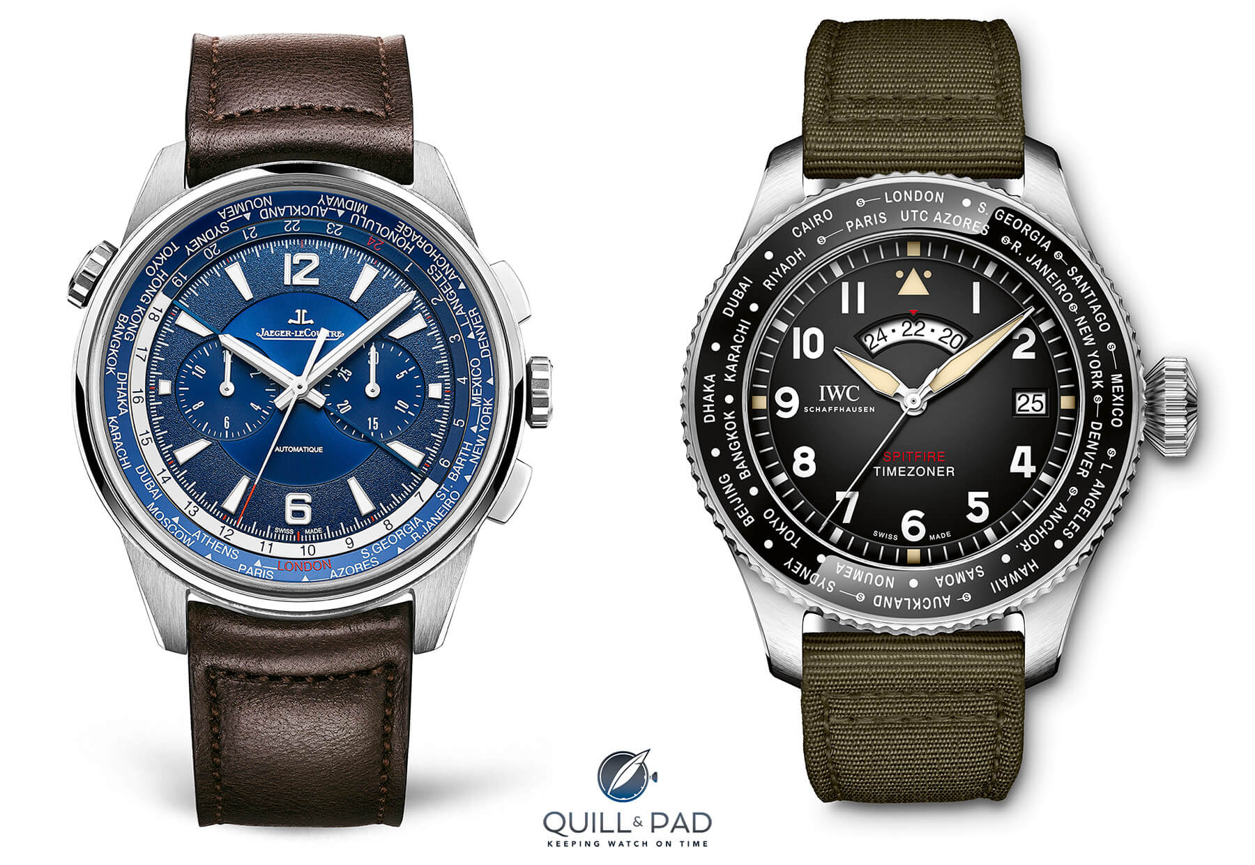 Worldtimer vs. GMT: Jaeger-LeCoultre Polaris Chronograph WT vs. IWC Pilot's  Watch Timezoner Spitfire - Quill & Pad